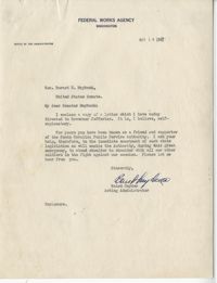 Santee-Cooper: Correspondence between Senator Burnet R. Maybank and Baird Snyder (Administrator of the Federal Works Agency), May 1942