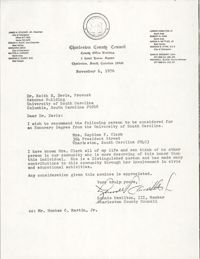 Letter from Lonnie Hamilton, III to Keith E. Davis, November 6, 1976