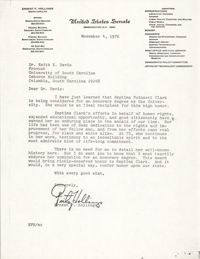 Letter from Ernest F. Hollings to Keith E. Davis, November 4, 1976