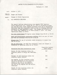 Memorandum, Changes in Travel Regulations, United States Commission on Civil Rights, October 4, 1976