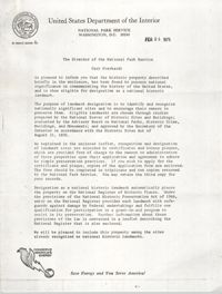 Letter from United States Department of the Interior to Penn Community Services, February 24, 1975