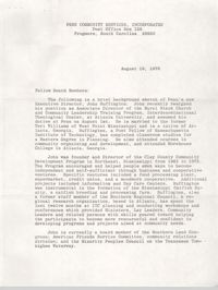 Letter from Penn Community Services Provost to Board member, August 19, 1976