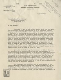 Santee-Cooper: Correspondence between Senator Burnet R. Maybank, General Eugene Reybold, Richard M. Jefferies, and Spencer R. McMaster, March 1944