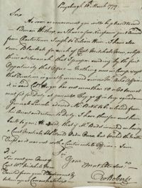 Letter from Colonel Owen Roberts to John F. Grimke, March 10, 1779
