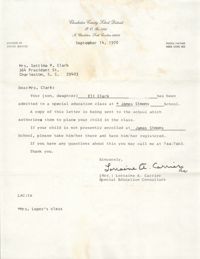 Letter from Lorraine A. Carrier to Septima P. Clark, September 14, 1970