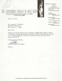 Letter from Donald Szantho Harrington to Samuel R. Poinsette, April 13, 1976