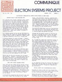 Communique, Election Systems Project, January 1973