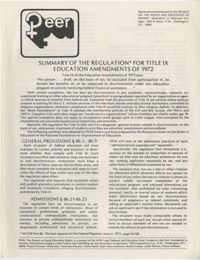 PEER, Summary of the Regulation for Title IX Education Amendments of 1972