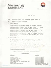 Memorandum from Dolores S. Greene, Trident United Way, July 19, 1977