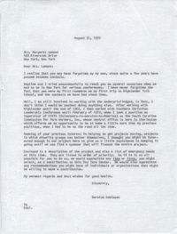 Letter from Bernice Robinson to Margaret Lamont, August 31, 1970