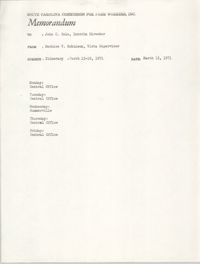 Memorandum from Bernice V. Robinson to John Cole, March 15, 1971
