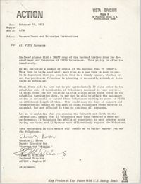Memorandum from Charles J. Baron and Frank E. Williams to All VISTA Sponsors, February 10, 1972