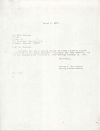 Letter from Robert L. Williamson to Nell Hampton, March 8, 1972