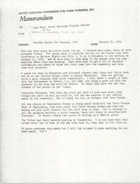 Memorandum from Bernice V. Robinson to John Hurt, January 1972