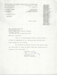 Letter from Lloyd K. Garrison to Bernice Robinson, May 8, 1973