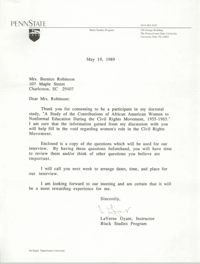 Letter from LaVerne Gyant to Bernice Robinson, May 19, 1989