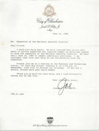 Letter from Joseph P. Riley to Bernice Robinson, June 16, 1989