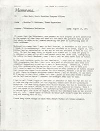 Memorandum from Bernice V. Robinson to John Hurt, August 16, 1971