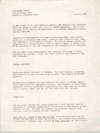 Press Release from Highlander Center, June 17, 1967