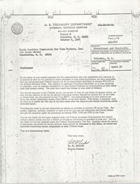 U.S. Treasury Department Determination Letter to South Carolina Commission for Farm Workers, Inc.