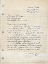 Letter from Vergia Fludd to Bernice Robinson
