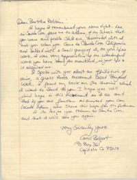 Letter from Carol Belport to Bernice Robinson