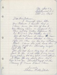 Letter from Thelma Kelly Starks to Bernice Robinson, October 24, 1965