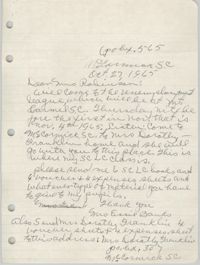 Letter from Essie Banks to Bernice Robinson, October 27, 1965