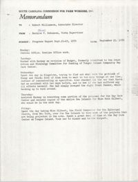 Memorandum from Bernice V. Robinson to Robert Williamson, September 21, 1970