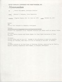Memorandum from Bernice V. Robinson to Robert Williamson, October 19, 1970