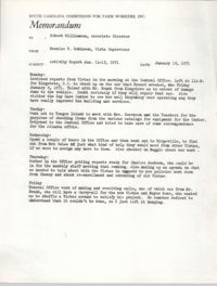 Memorandum from Bernice V. Robinson to Robert Williamson, January 18, 1971