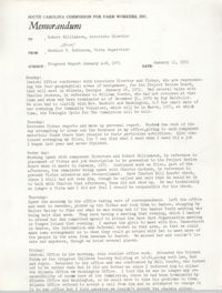 Memorandum from Bernice V. Robinson to Robert Williamson, January 11, 1971