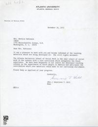 Letter from Genevieve T. Hill to Bernice Robinson, November 20, 1972