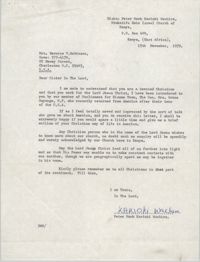Letter from Peter Mark Kariuki Wachira to Bernice Robinson, November 15, 1972