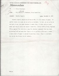 Memorandum from Bernice V. Robinson to VISTA Volunteers, December 9, 1971