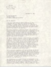 Letter from Lee Davis to Bernice Robinson, September 21, 1986