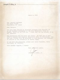 Letter from Joseph P. Riley to Bernice Robinson, March 8, 1985