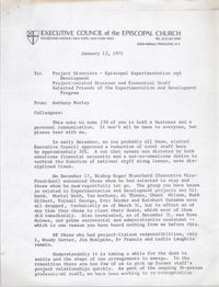 Letter from Anthony J. Morley to Executive Council of the Episcopal Church, January 12, 1971