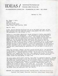 Letter from Ann Vick to Thomas C. Carlo, February 12, 1973