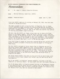 Memorandum from Bernice V. Robinson to James E. Clyburn, June 11, 1970