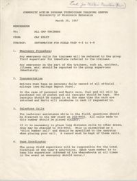 Memorandum from CAP Staff to All CAP Trainees, March 30, 1967