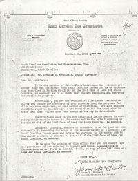 Letter from South Carolina Tax Commission to South Carolina Commission for Farm Workers, Inc.