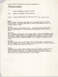 Memorandum from Bernice V. Robinson to Robert Williamson, April 6, 1970