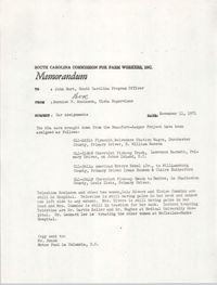 Memorandum from Bernice V. Robinson to John Hurt, November 11, 1971