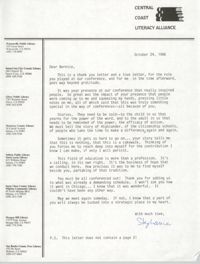 Letter from Stephanie Smith to Bernice Robinson, October 24, 1986