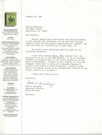 Letter from Beth A. Broadway to Bernice Robinson, January 20, 1987