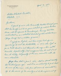 Letter from Alan B. Anson to Historic Charleston Foundation, April 30, 1962