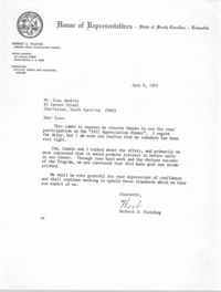 Letter from Herbert U. Fielding to Esau Jenkins, June 9, 1972