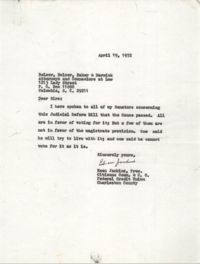 Letter from Esau Jenkins to Belser, Belser, Baker and Barwick, April 19, 1972