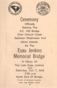 Esau Jenkins Memorial Bridge Ceremony Announcement and Program